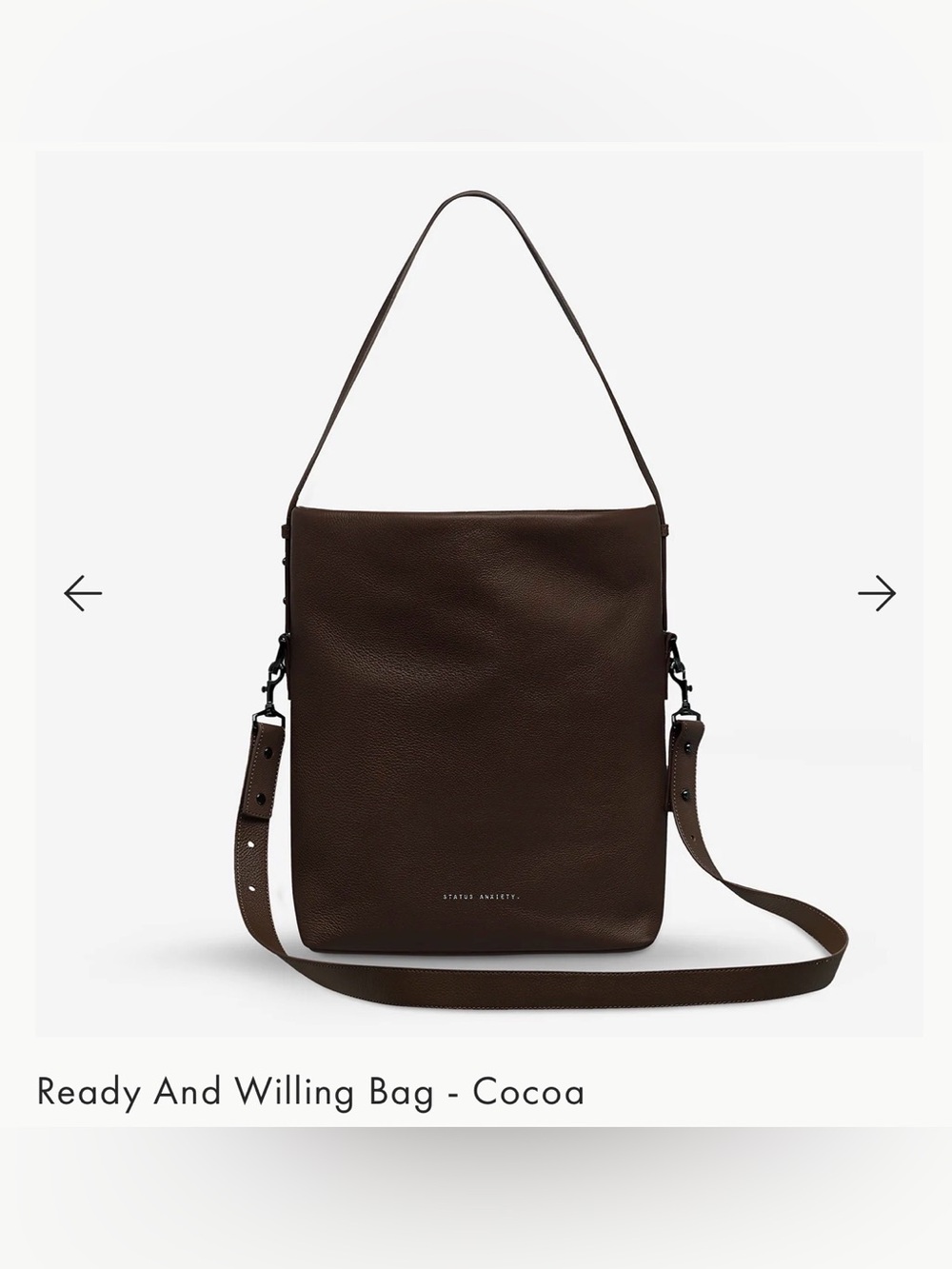 Status Anxiety Ready And Willing Cocoa Leather Shoulder Bag